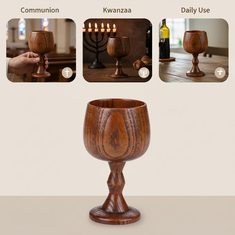 I-MART Handcrafted Wooden Goblet Chalice Cup 5 oz Jujube Wood Wine Goblet for Communion Cups, Chalice Goblet Wooden Cup for Churches, Home, Rustic Kitchen and Gift - Image 4